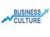 Business culture with blue arrow