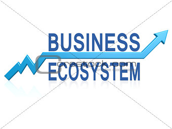 Business ecosystem with blue arrow