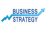 Business strategy with blue arrow