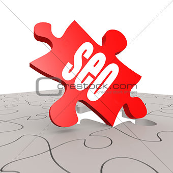 SEO word with puzzle background