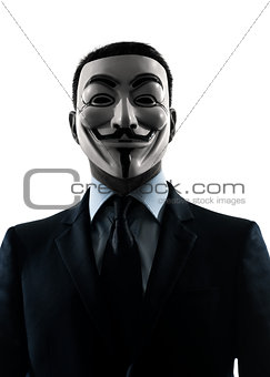man masked anonymous group silhouette portrait