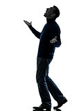 man looking up happy silhouette full length