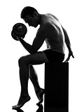 mature man exercising body building silhouette