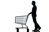 man with empty shopping cart silhouette