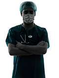 doctor surgeon man portrait with face mask arms crossed silhouet
