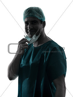 doctor surgeon man portrait with face mask smiling friendly silh