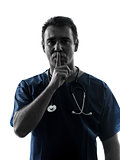doctor man surgeon hushing portrait  silhouette