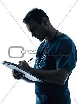 doctor man silhouette writing portrait
