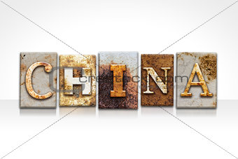 China Letterpress Concept Isolated on White