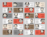 Business cards with people icons, sketch for your design