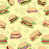 Fast food hamburger doodle set