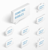 Set of white isometric bubbles with drop shadow