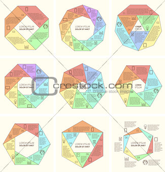 Set of polygonal infographic diagram