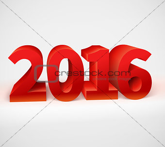 New year 2016 shiny 3d red