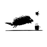 Funny rodent black silhouette. Sketch for your design