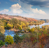 Landscape - Valley of River in Autumn, beautiful sunny day