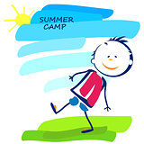 summer camp poster with happy little boy