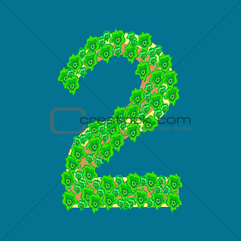 Numeral two 2 tropical island