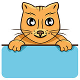 Vector cartoon cat with a poster