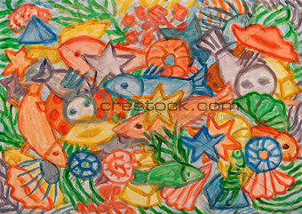 Underwater world abstract painting