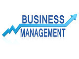 Business management with blue arrow