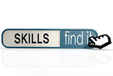 Skills word on the blue find it banner