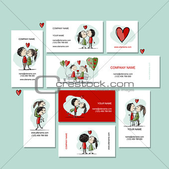 Couple in love kissing, cards for your design