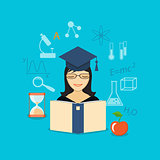 Flat design  for education time