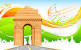 India Gate on Tricolor Background