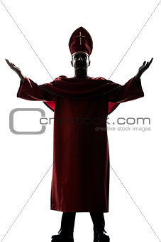 man cardinal bishop silhouette saluting blessing