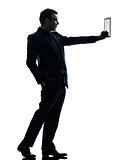 business man  digital tablet  silhouette