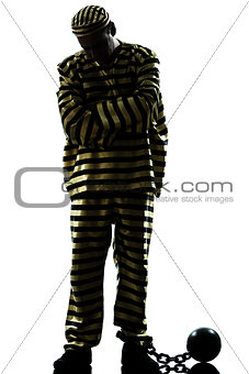 man prisoner criminal with chain ball silhouette