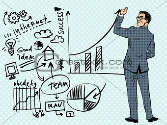 Businessman drawing business concept of success