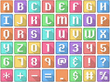 Alphabet Numbers Symbols Flat Square Icons Arcade