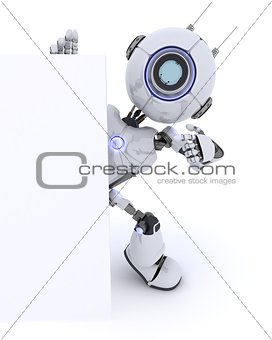 Robot pointing to a blank sign