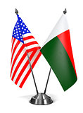 USA and Madagascar - Miniature Flags.