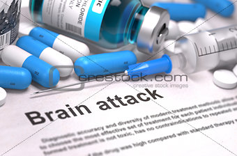Brain Attack Diagnosis. Medical Concept. Composition of Medicame.