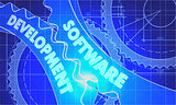 Software Development Concept. Blueprint of Gears.