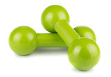 Green dumbbells for fitness