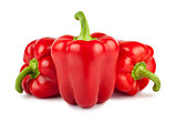 Three red ripe sweet peppers