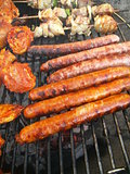 Meat on barbecue