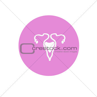 Art drawing of uterus icon on pink