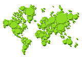 green world map, 3D dots, vector
