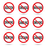 No drugs, smoking and alcohol sign.
