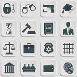 Set of law and justice flat icons