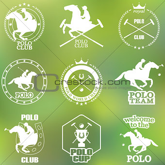 Set of vintage horse polo club labels and badges