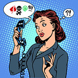 Dangerous talk phone communication viruses business woman abuse 