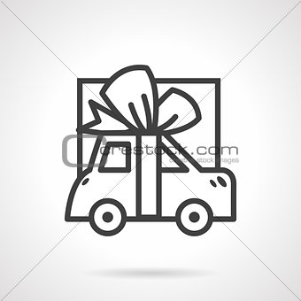 Giving car simple line vector icon