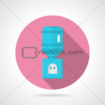Blue water cooler flat round vector icon