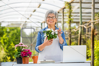 Working in a green house